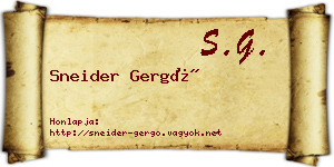 Sneider Gergő névjegykártya